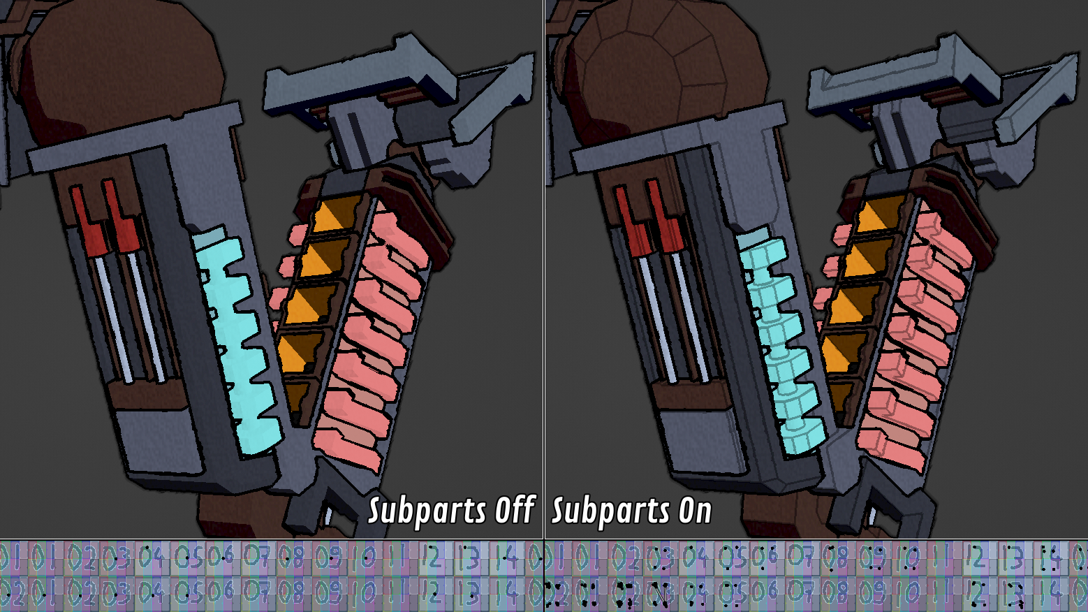 Example with and without subpart separation